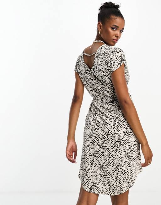 Grey leopard print wrap hot sale dress