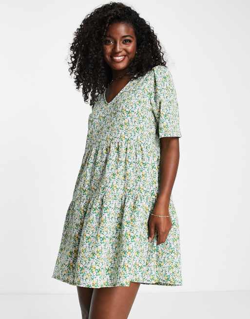 JDY v neck mini smock dress in ditsy floral | ASOS