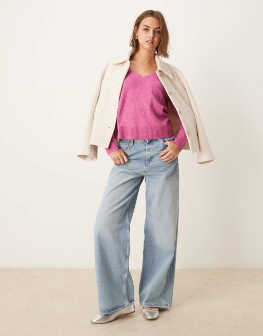 JDY v-neck sweater in dark pink