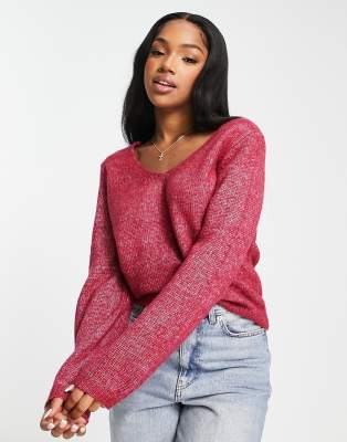 JDY v neck sweater in pink