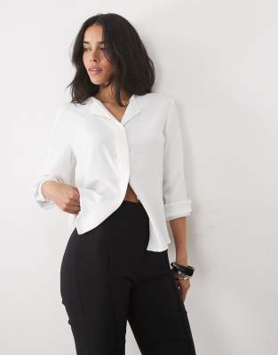 Jdy V Neck Textured Shirt In White