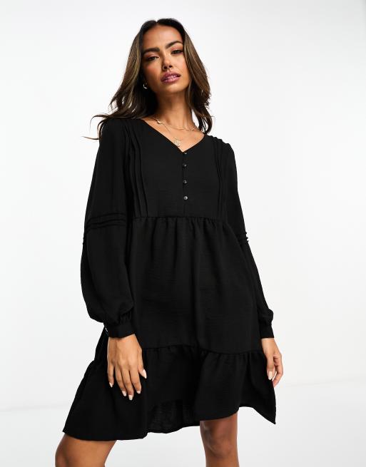 JDY v neck tiered mini dress in black | ASOS