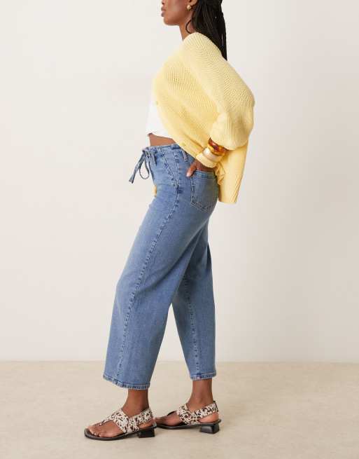 JDY - Vanessa - Jean court et ample avec liens noué à la taille - Bleu moyen, 2 de 5