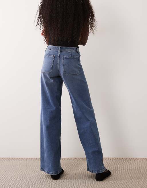 JDY Vanessa wide leg jeans in mid blue, 3 of 5