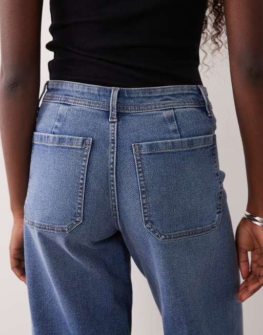 JDY Vanessa wide leg jeans in mid blue, 4 of 5