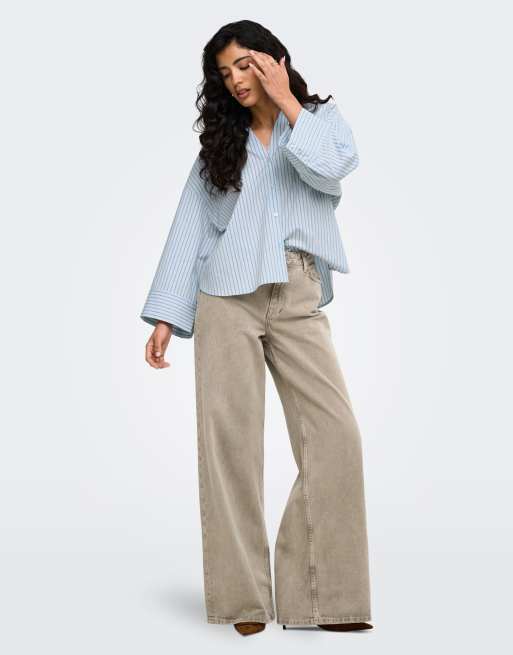 JDY Vera jeans med medelhög midja och ankellång passform i beige, 3 av 7
