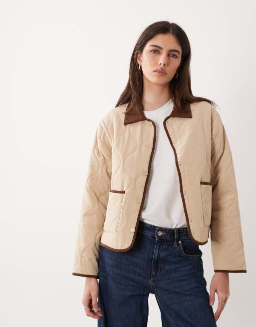 JDY - Veste matelassée à détails contrastants - Beige, 2 de 4