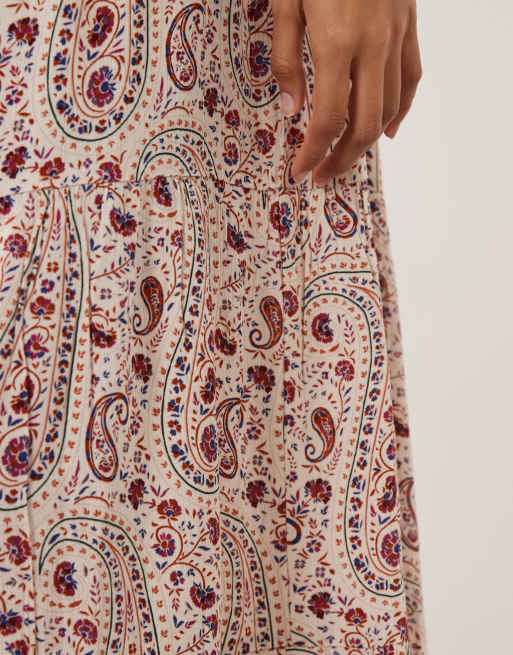 JDY - Vestido corto rojo de tirantes con estampado de cachemir, 3 de 4