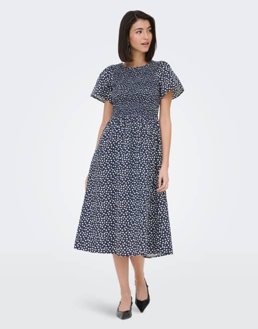 JDY vestido midi amplio de manga corta en azul, 3 de 7