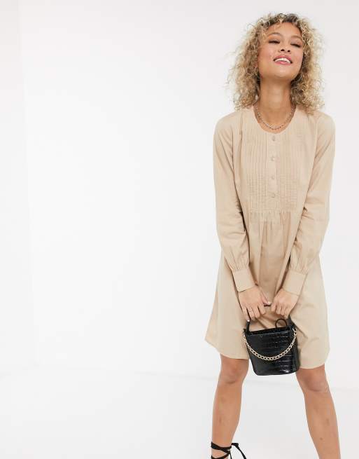 JDY - Vestito camicia beige con dettaglio frontale
