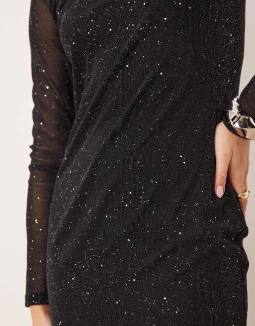 JDY - Vestito corto nero glitterato, 4 di 4