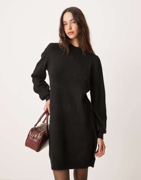 JDY - Vestito maglia corto nero con maniche a sbuffo - view 1
