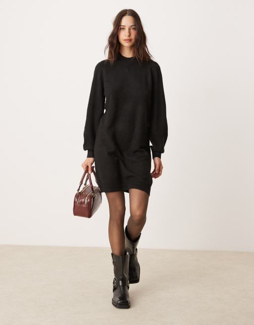 JDY - Vestito maglia corto nero con maniche a sbuffo, 2 di 4