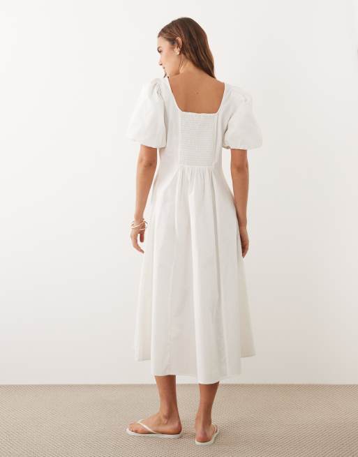 JDY - Vestito midi bianco con vita scesa, 4 di 4
