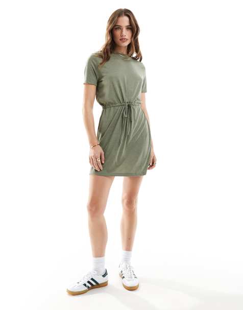 JDY - Vestito T-shirt verde allacciato sul davanti - view 1