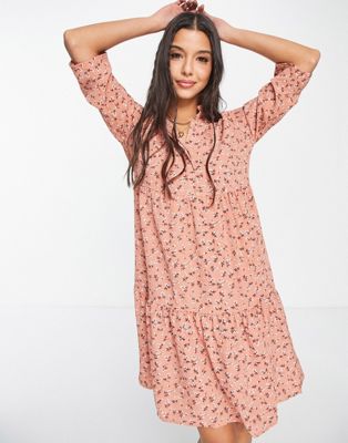 JDY viber 3/4 sleeve shirt mini dress in pink