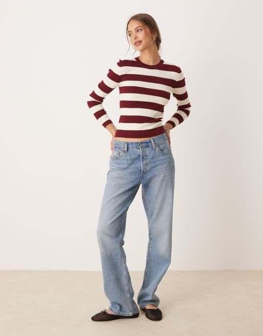JDY – Vinröd, randig tröja med rund halsringning, 3 av 4