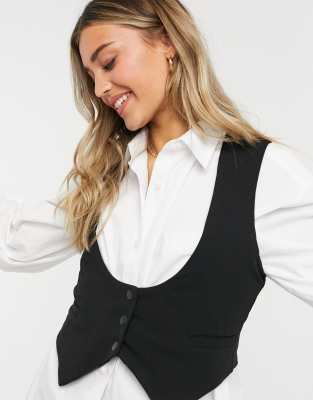 scoop neck waistcoat black