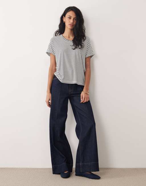 JDY – Weiches T-Shirt in Marineblau mit Streifen, 3 von 4