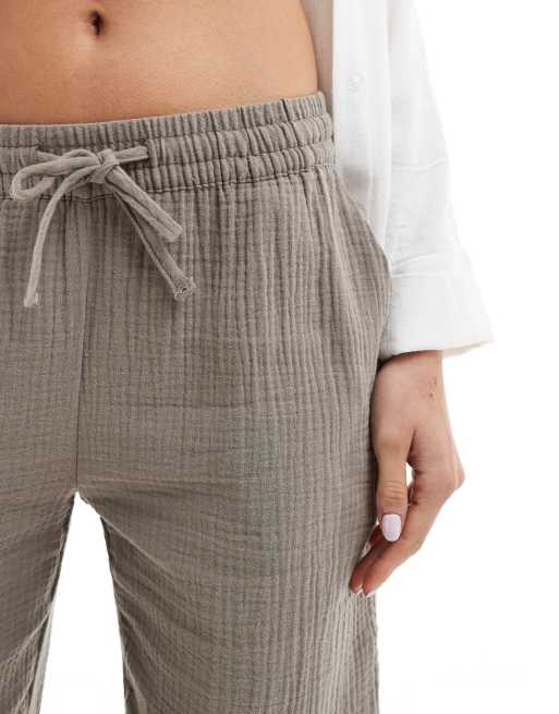 JDY – Weit geschnittene Hose aus Musselinstoff in Beige, 4 von 5