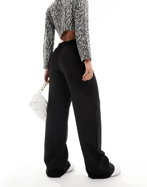 JDY wide leg button detail pleated trousers in black, 4 of 5