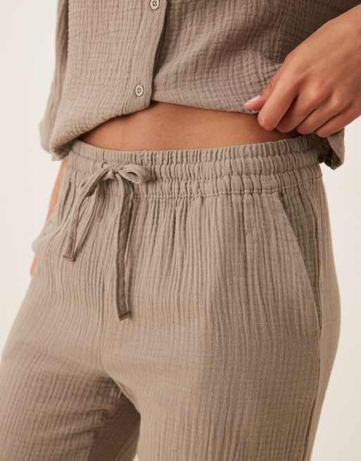 JDY wide leg cheesecloth pants in light brown (Part of a set), 3 of 5