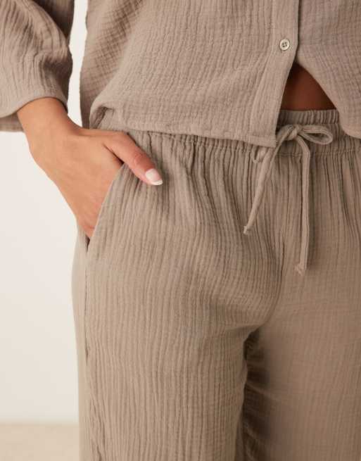 JDY wide leg cheesecloth pants in light brown (Part of a set), 5 of 5