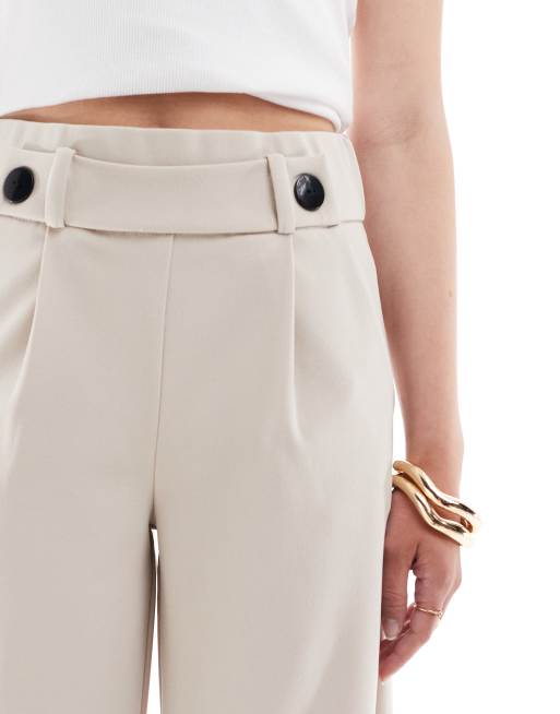 JDY wide leg cropped tailored trouser co-ord in stone, 5 of 5