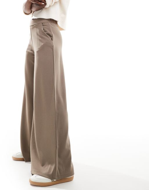 JDY wide leg flowy pants in brown ASOS