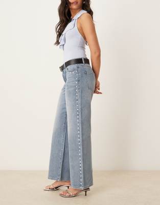 Jdy Wide Leg Jeans With Studs Detail