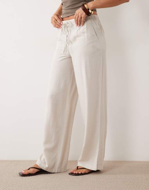JDY wide leg linen mix pants in off-white, 2 of 5