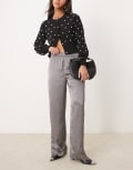 [JDY] JDY wide leg metallic pants in grey XL GREY