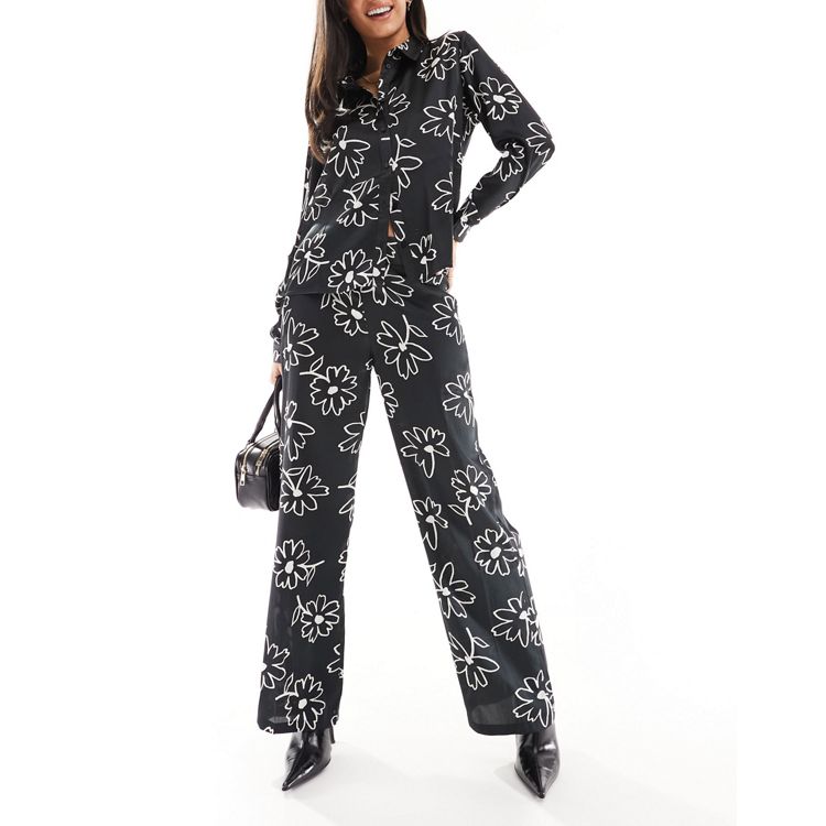 JDY exclusive wide leg pants in cow print - part of a set