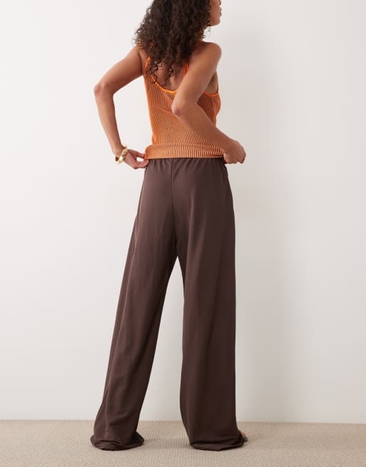 JDY wide leg pants in chocolate brown, 5 of 5