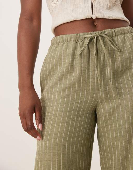 JDY wide leg trousers in green stripes