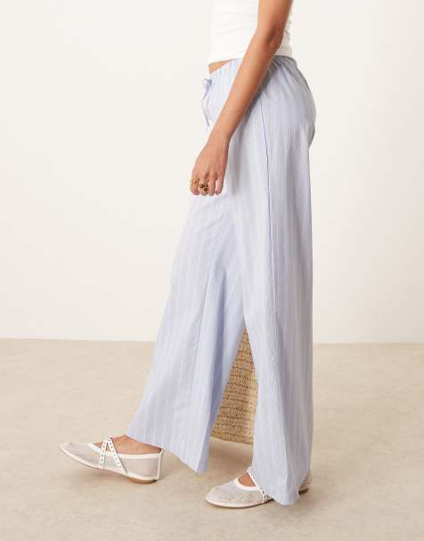 JDY wide leg pants in light blue stripes - view 1