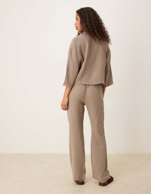 JDY wide leg pants in light brown - part of a set