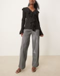 [JDY] JDY wide leg pants in metallic silver 3XL Silver