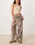 [JDY] JDY wide leg pants in tonal zebra print-White XS L32 CREAM