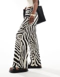 [JDY] JDY wide leg pants in zebra print-Green XS TAPIOCA BLACK