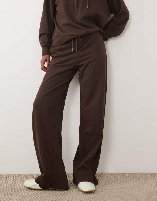 JDY wide leg sweat trackies in brown (part of a set), 2 of 5