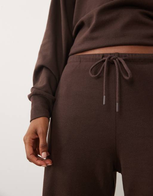JDY wide leg sweat trackies in brown (part of a set), 3 of 5