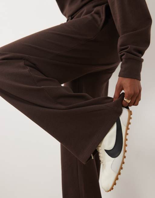 JDY wide leg sweat trackies in brown (part of a set), 4 of 5