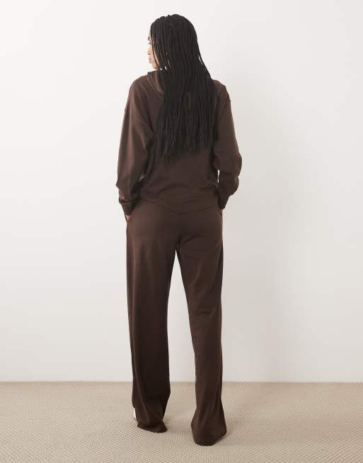 JDY wide leg sweat trackies in brown (part of a set), 5 of 5