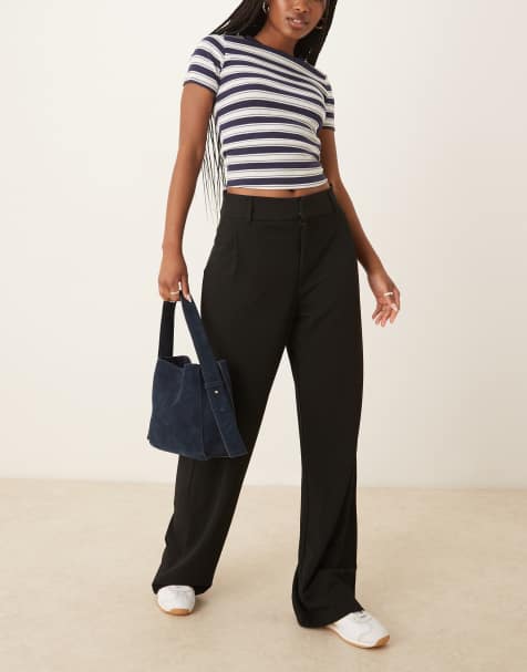 JDY wide leg tailored pants in black - view 1