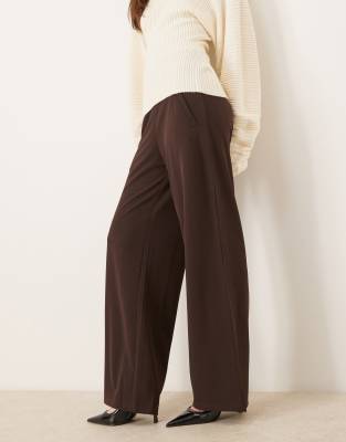 Jdy Wide Leg Tailored Pants In Brown