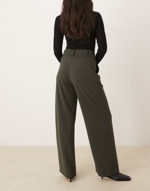 JDY wide leg tailored pants in dark green, 4 of 5