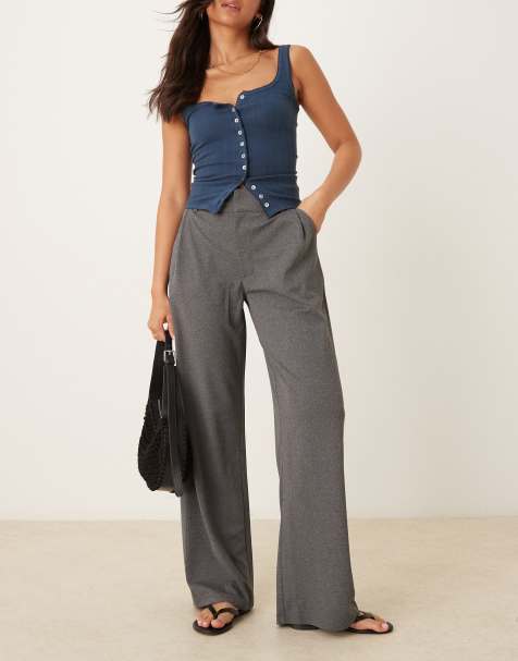 JDY wide leg tailored pants in mid gray - view 1