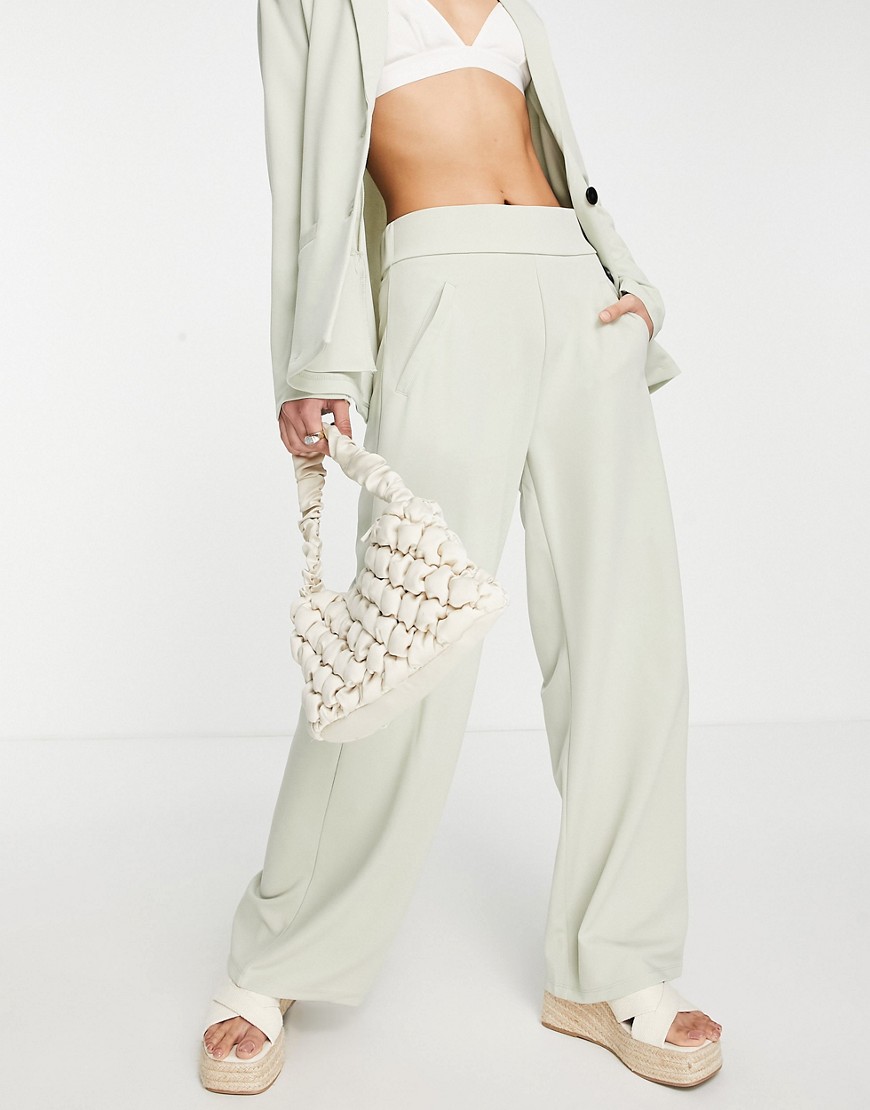 JDY wide leg tailored pants in sage green - part of a set