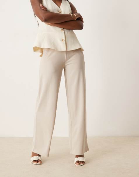 JDY wide leg tailored trousers in beige - view 1